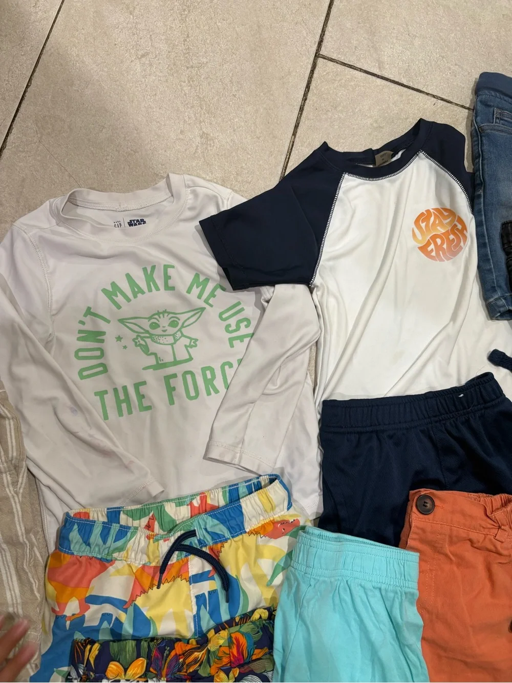 Old Navy Boys Tropical Print Swim Trunks - Green, Blue, Yellow, Coral